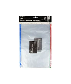 A4 Document Pouch Zip Lock 3pk
