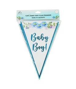Baby Boy Hot Stamping Flag Banner 19X28cm 12pc