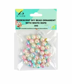 Big Iridescent Pearl DIY Bead Ornament With White Rope 30g