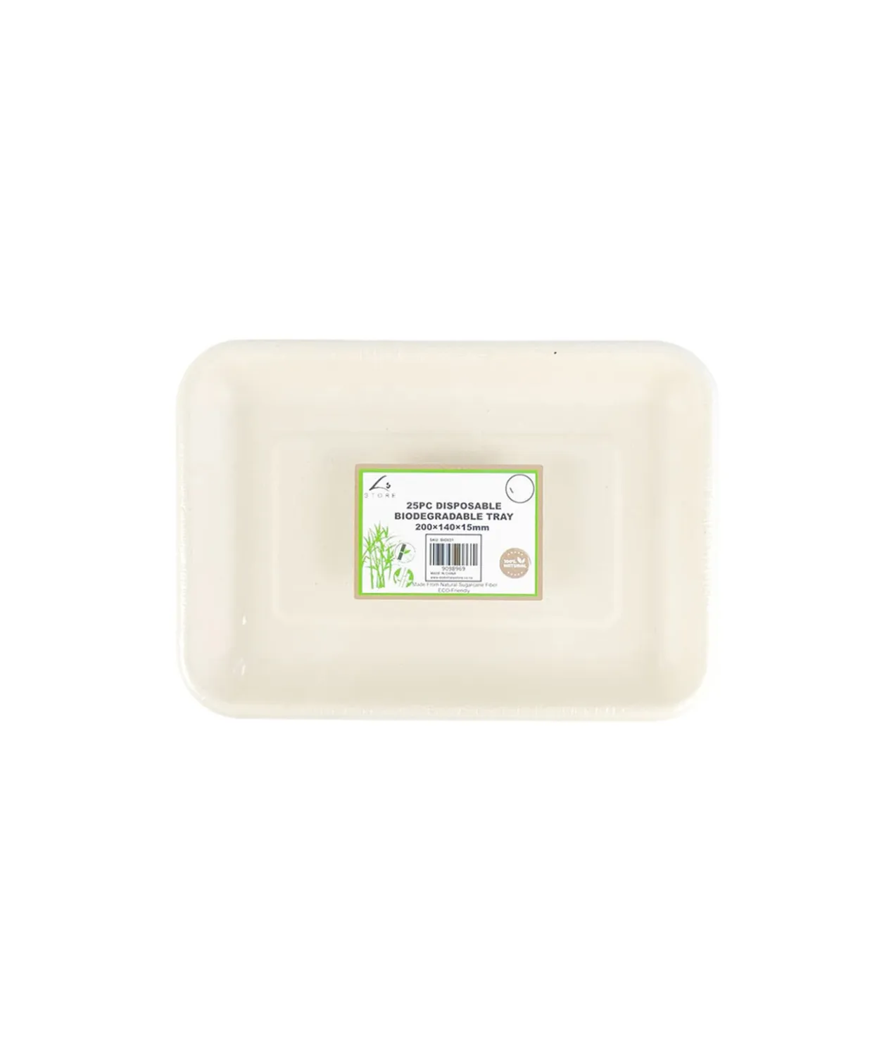 Biodegradable Tray 200x140x15mm 25pc