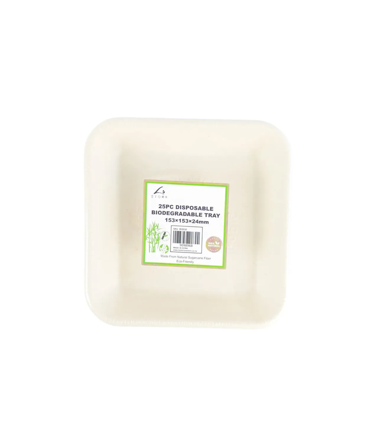 Biodegradable Tray 153x153x24mm 25pc