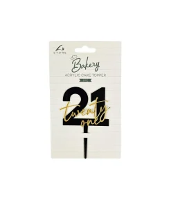 Black 21 Acrylic Cake Topper 12X8cm
