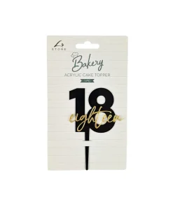 Black 18 Acrylic Cake Topper 12X8cm
