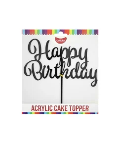 Black Acrylic Happy Birthday Topper
