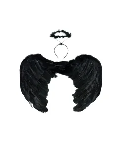 Black Angel Wings & Headband 80cm