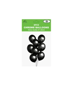 Black Chrome Balloon 12in 8pk