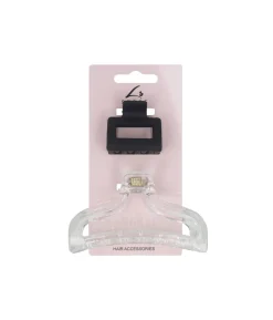Black & Clear Claw Clip Set 2pc