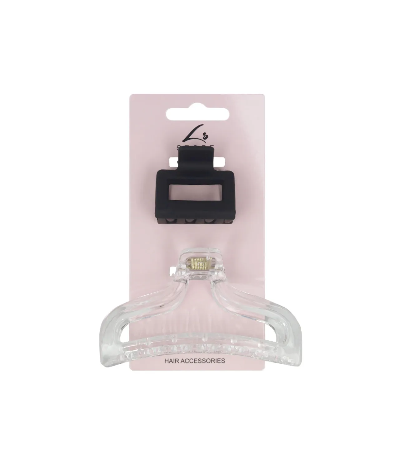Black & Clear Claw Clip Set 2pc
