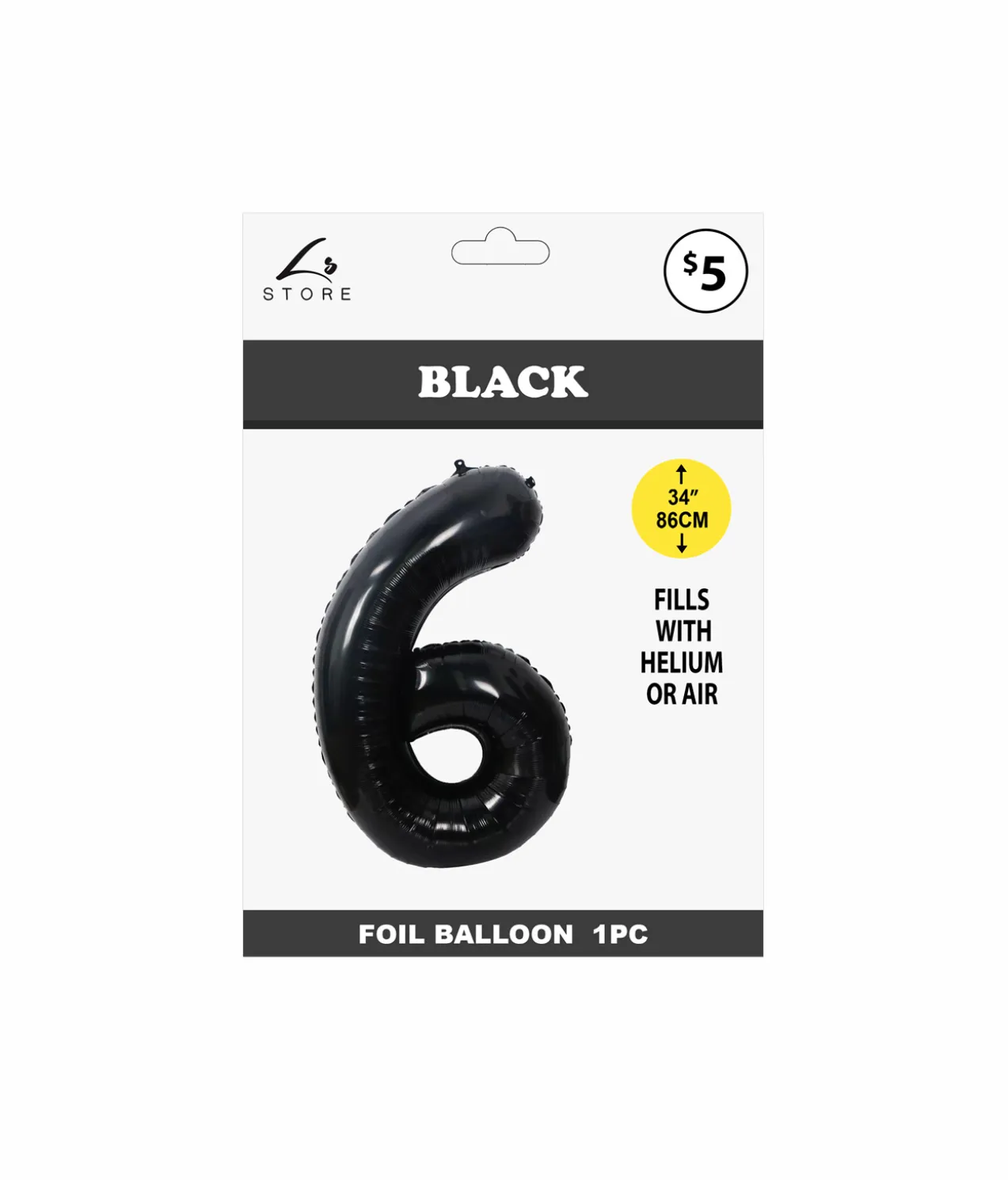 Black Foil Number Balloon 6