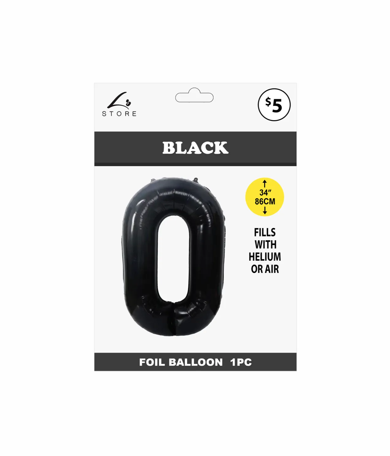Black Foil Number Balloon 0