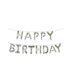 Black & Gold Confetti Happy Birthday Balloon Banner 16in