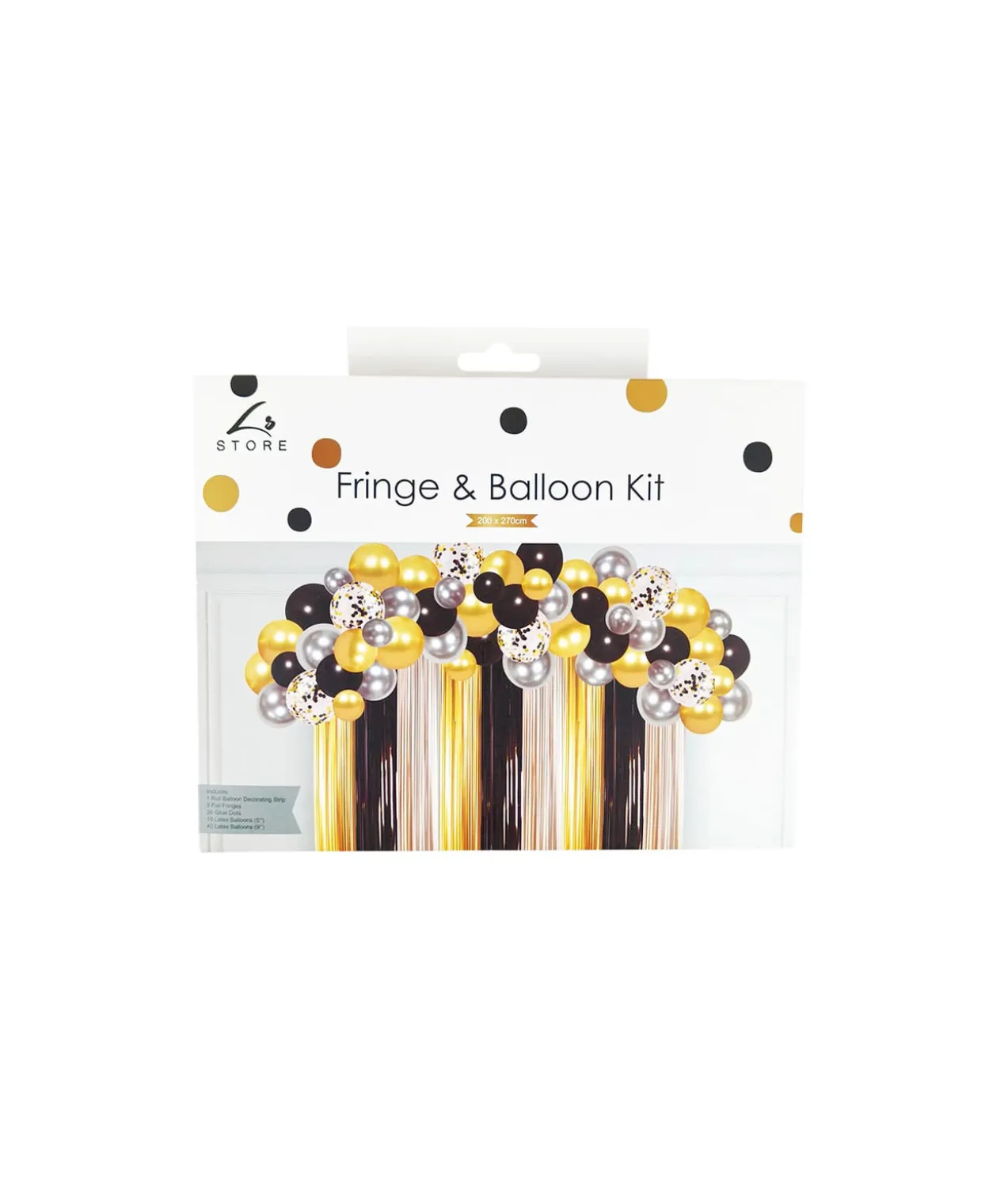 Black Gold Door Fringe with Balloons Kit