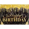 Black Happy Birthday Banner Backdrop 100x150cm