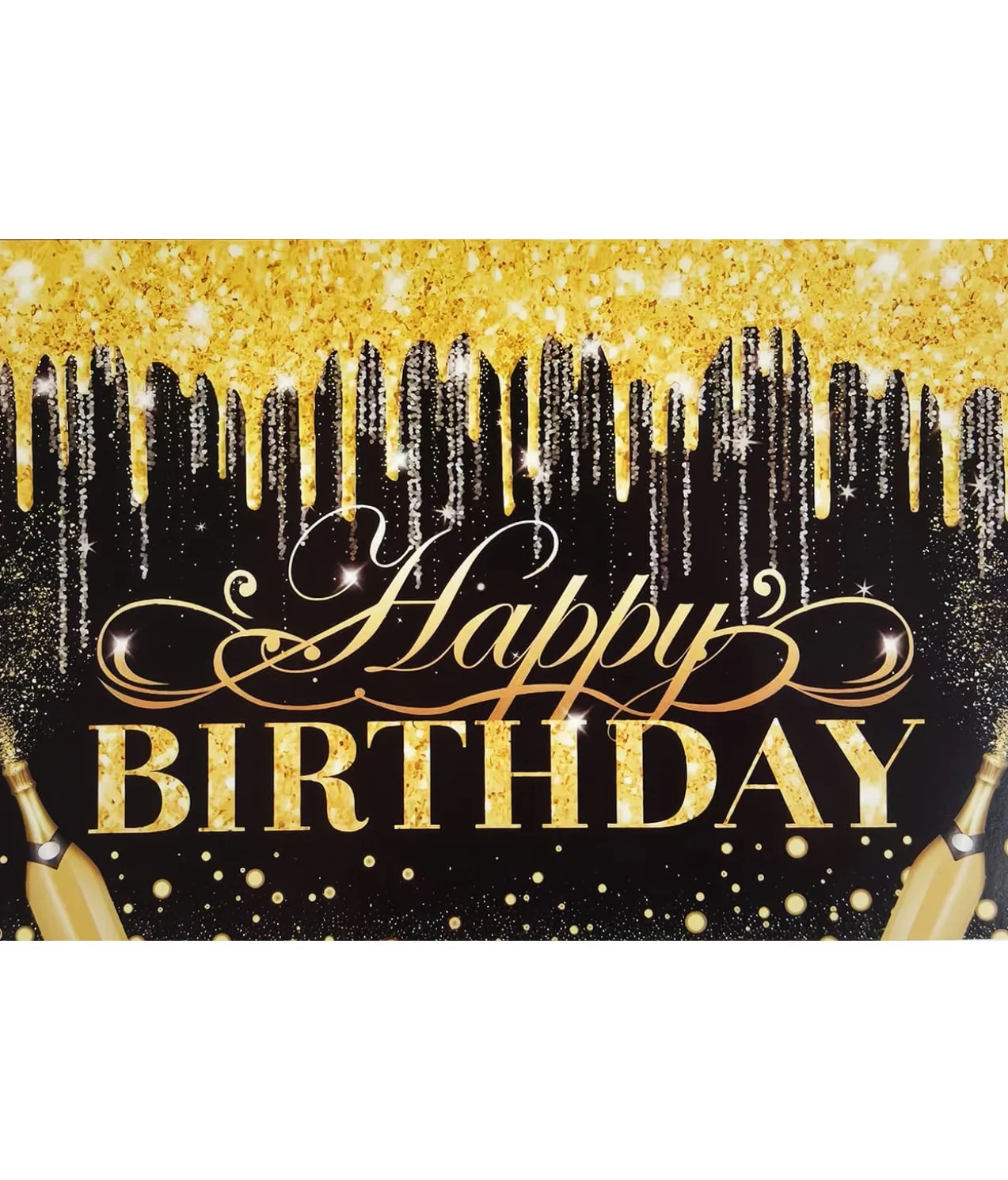 Black Happy Birthday Banner Backdrop 100x150cm