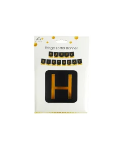 Black Happy Birthday Letter Fringe Banner 20cm x 15cm 3.5m