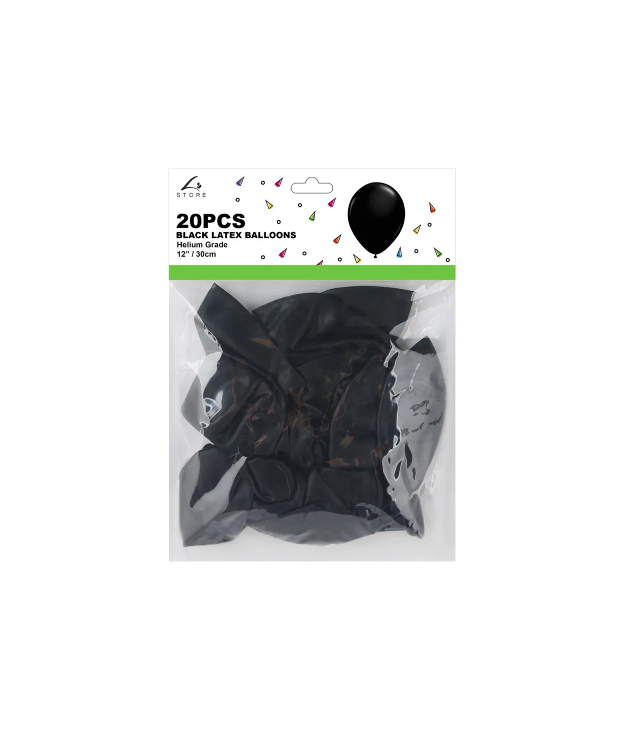 Black Latex Plain Balloons 12inch 20pk