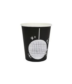 Black Paper Cups With Disco Print 9oz 20pc