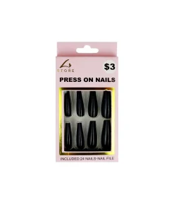 Black Press On Nails 24pc