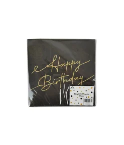 Black Printed Happy Birthday Napkin 33x33cm