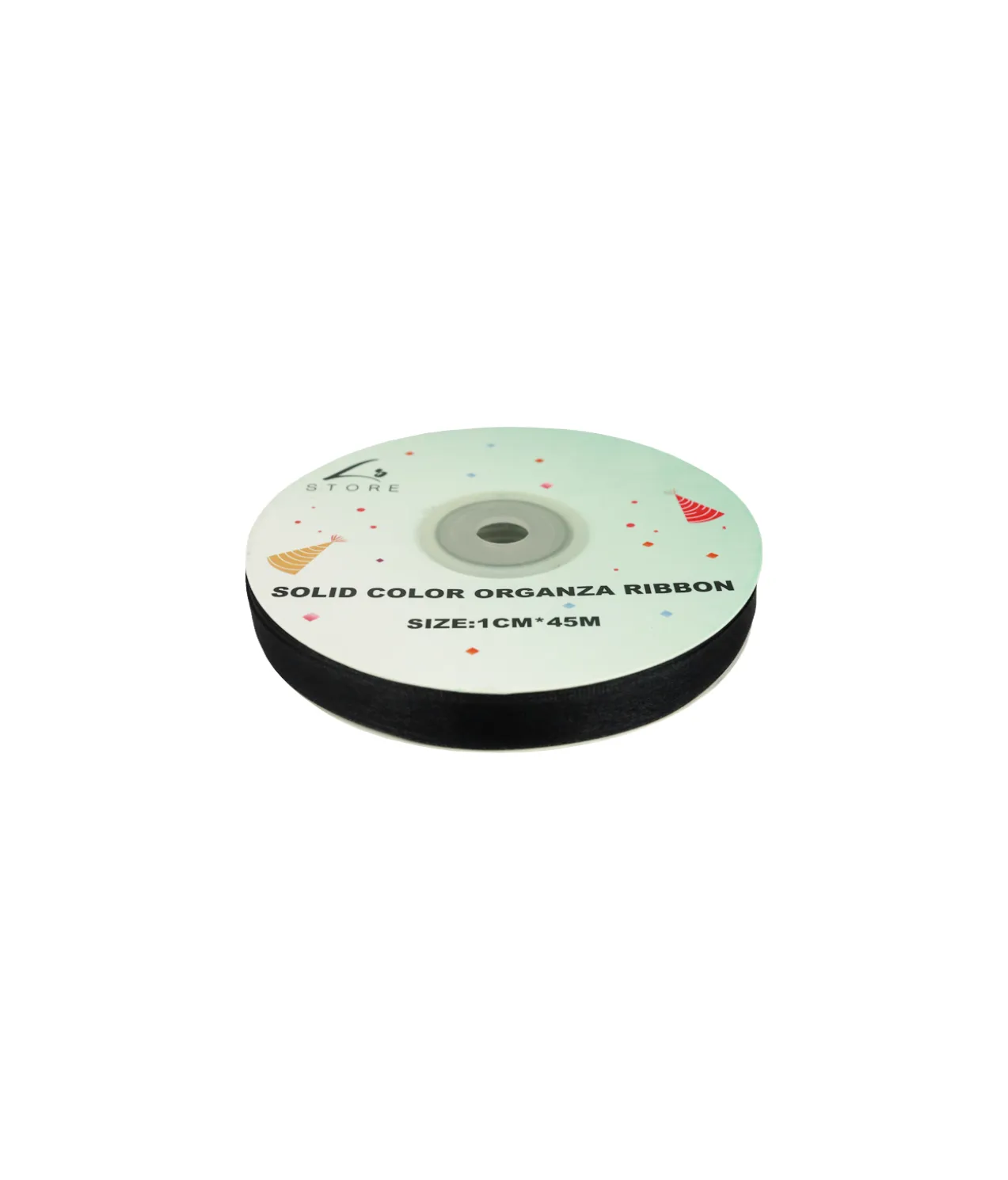 Black Solid Colour Organza Ribbon 1cm