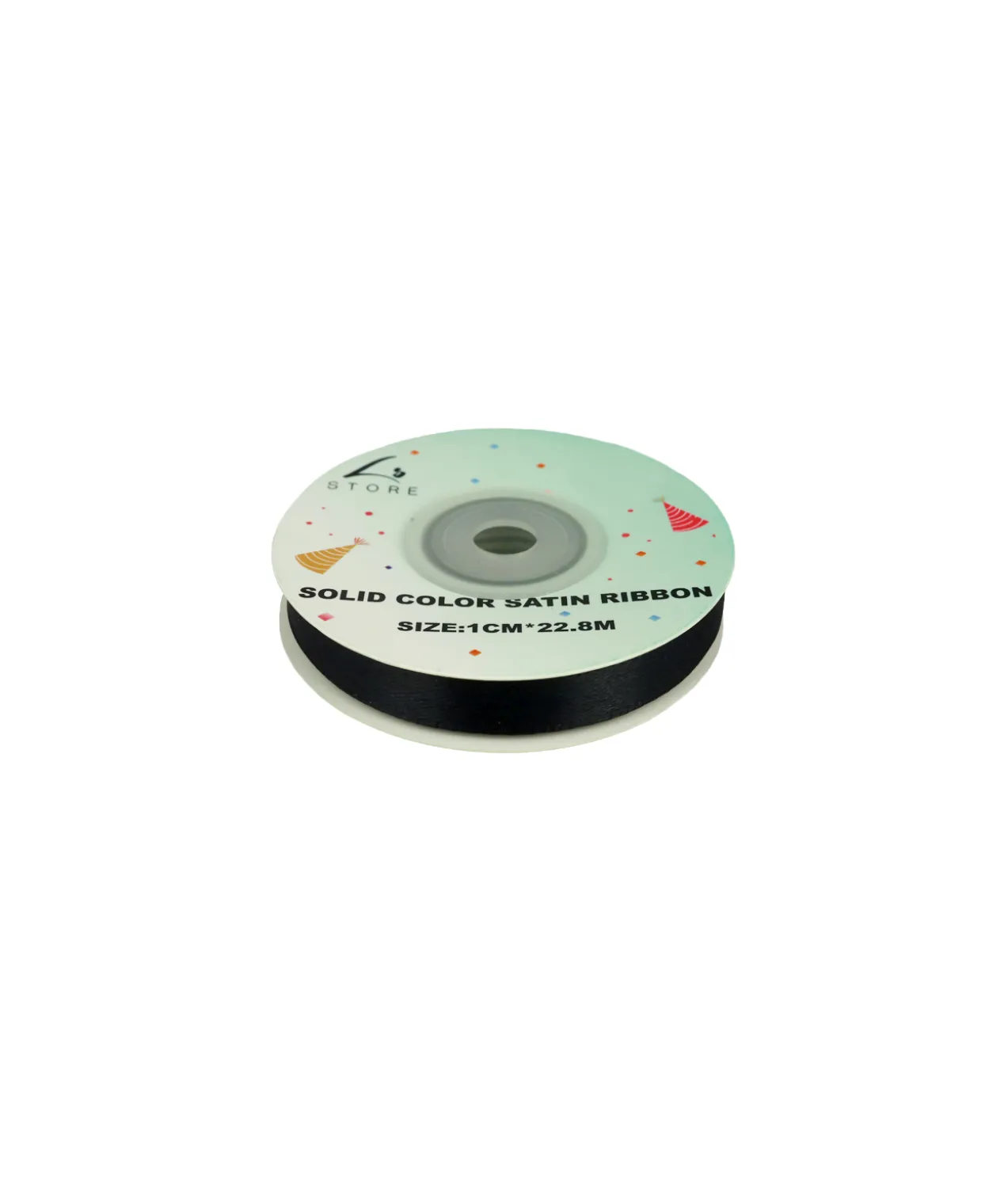 Black Solid Colour Satin Ribbon 1cm