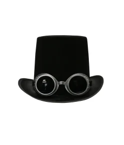Black Steampunk Top Hat with Goggles