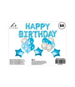 Blue Happy Birthday Balloons Assorted 28pc