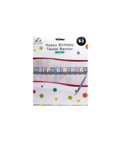 Blue Happy Birthday Tassel Banner 1.82m