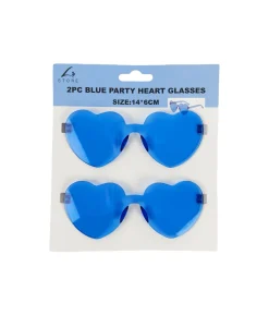 Blue Party Heart Glasses 14x6cm 2pc