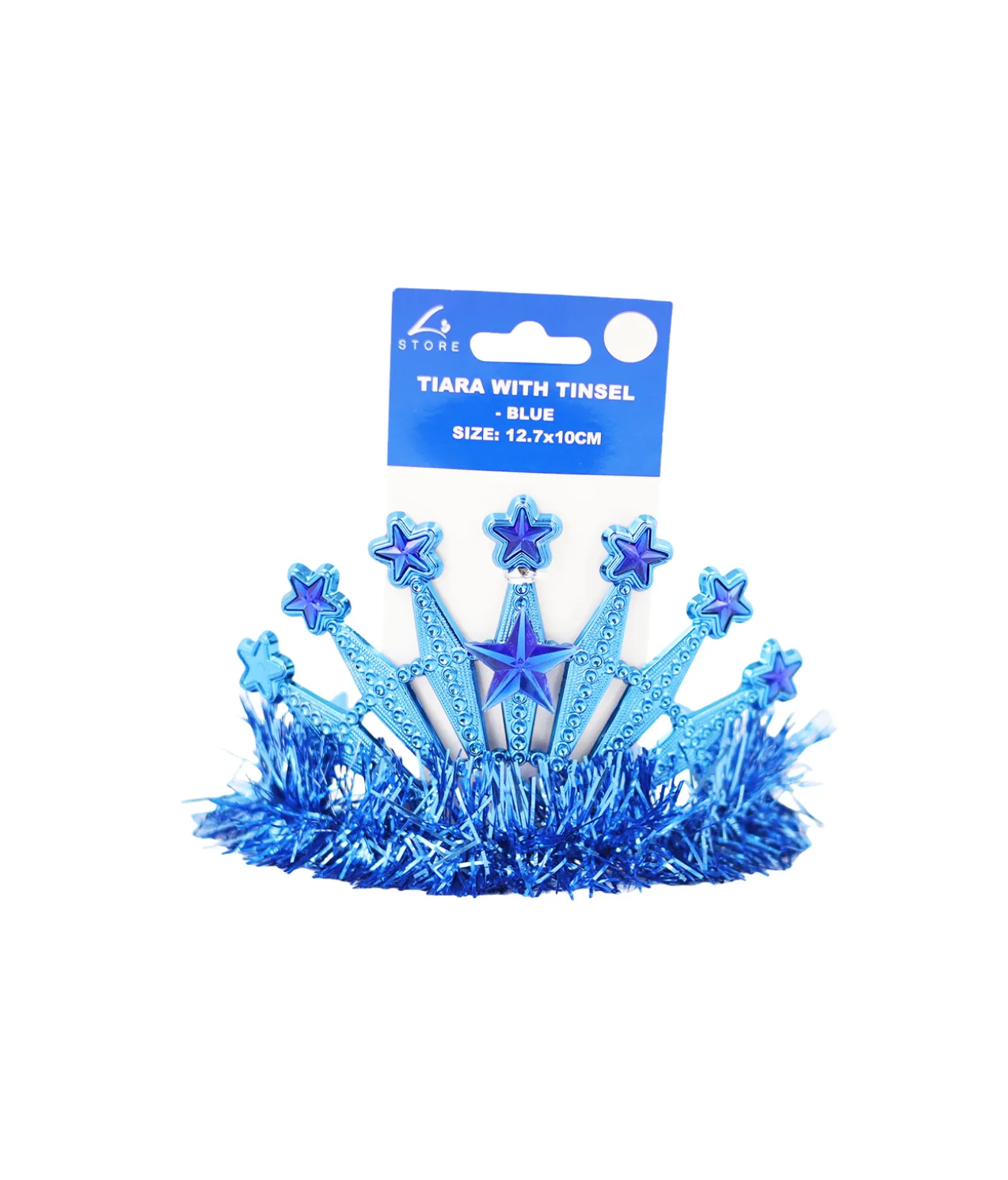 Blue Tiara With Tinsel 12.7x10cm
