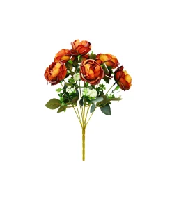 Bronze Peony Rose Bush 9 Head 40cm