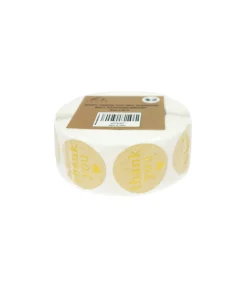 Brown & Gold Thank You Stickers Roll 2.5cm 500pc