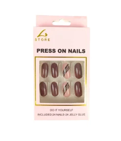 Brown Press On Nails 24pc