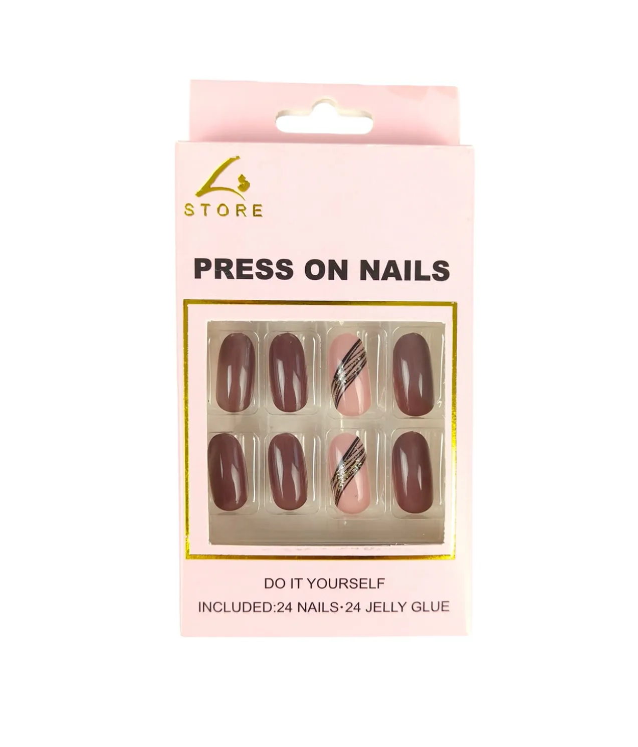 Brown Press On Nails 24pc