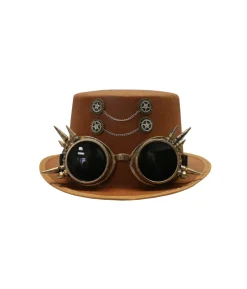 Brown Steampunk Fancy Hat with Goggles