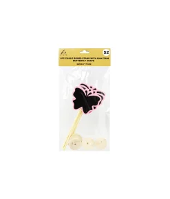 Butterfly Shape Chalk Board Stand With Pink Trim 4pc