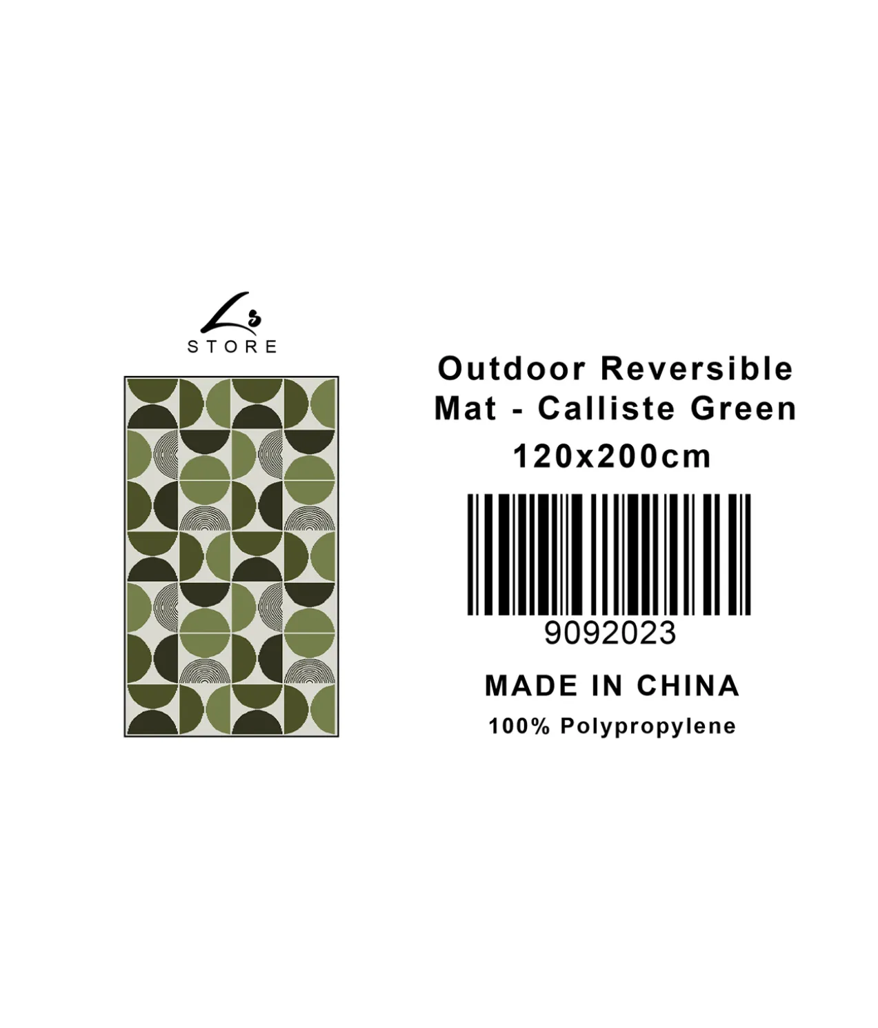 Calliste Green Outdoor Reversible Mat 120 x 200cm