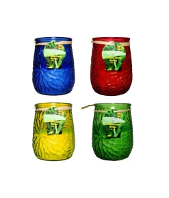 Citronella Candle In Big Flower Glass Assorted