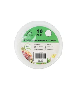 Clear PP Plastic Round Food Container 10pc 750ml