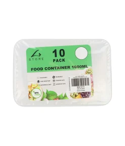 Clear PP Rectangular Food Container 10pc 1000ml