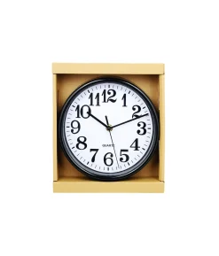 Clock Black With White Face 20cm