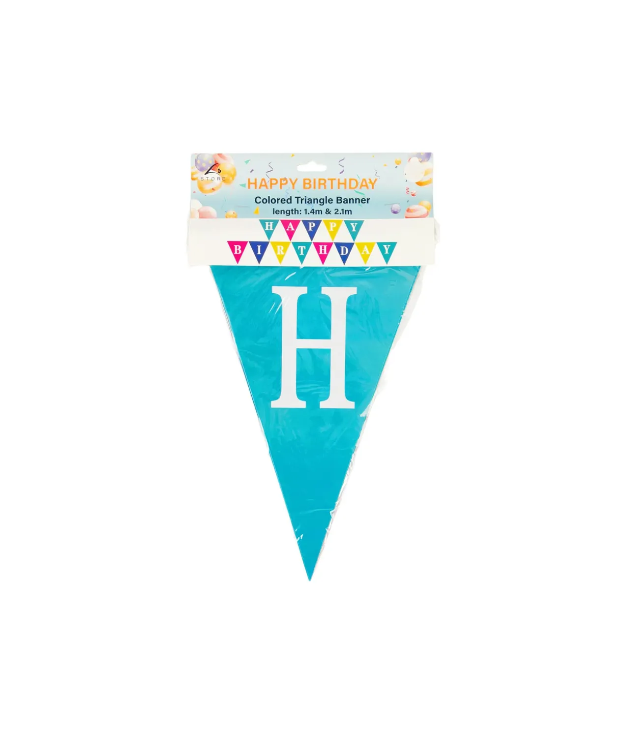 Colored Happy Birthday Triangle Banner 1.4m & 2.1m