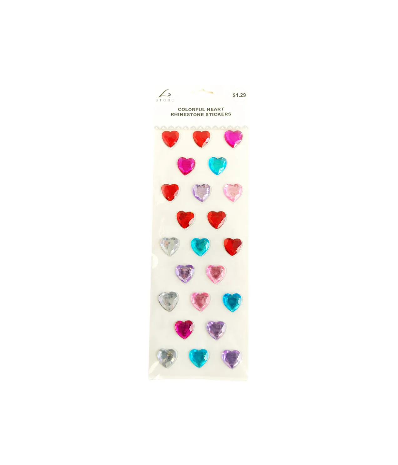 Colorful Heart Rhinestone Stickers 23pc