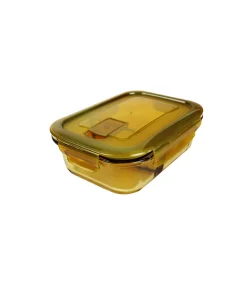 2-Comp Rectangle Amber Borosilicate Glass Container 580ml