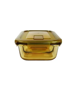 2-Comp Rectangle Amber Borosilicate Glass Container 800ml