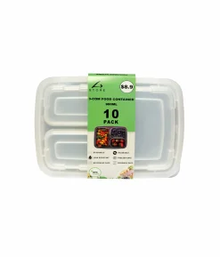 3-Comp Square Take Away Containers 10pk 900ml
