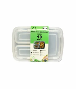 3-Comp Square Take Away Containers 10pk 650ml
