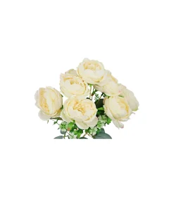 Cream Peony Rose Bush 9 Head 40cm