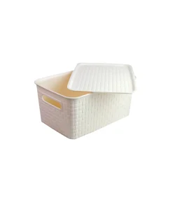 Cream Plastic Storage Bin 28x19x13cm