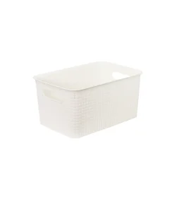 Cream Plastic Storage Box 39.5x26x19 cm